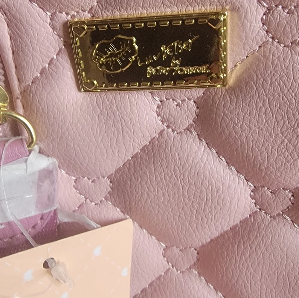 LUV BETSEY JOHNSON Pink Quilted Backpack & Key Earrings